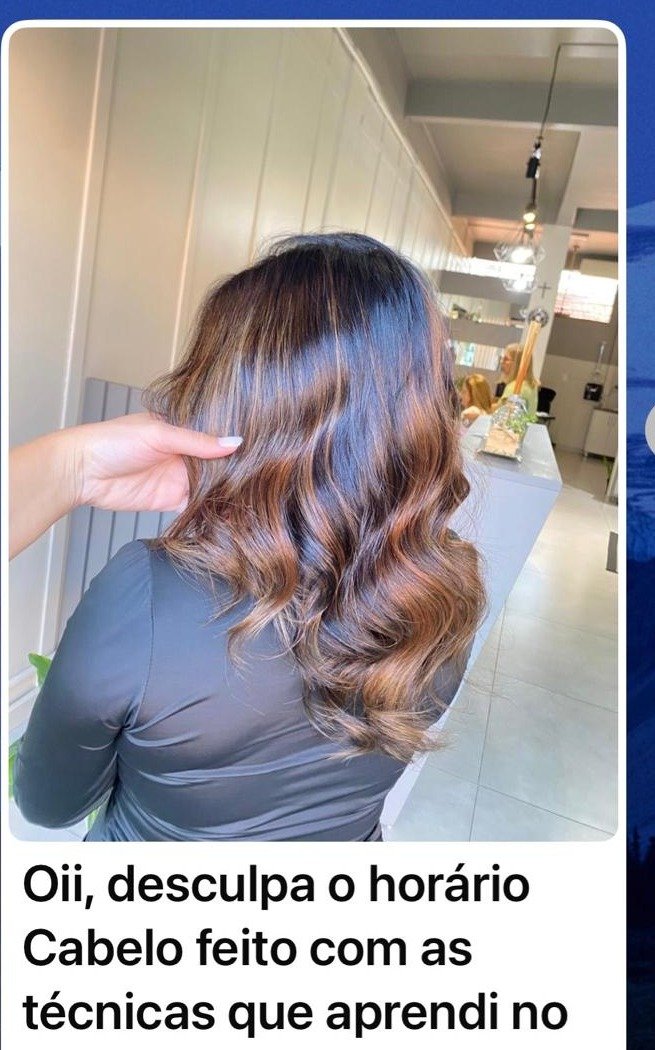 Story com resultado de cabelo feito com técnicas aprendidas no curso